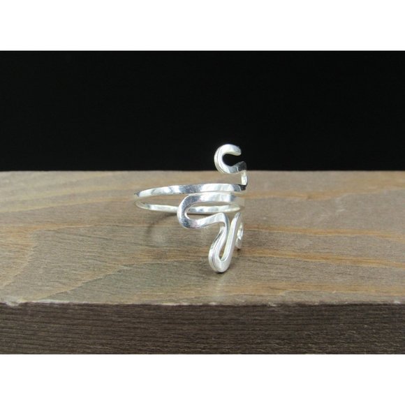 Size 8.5 Sterling Silver Pattern Abstract Finger Band Ring Vintage Statement - Picture 2 of 7